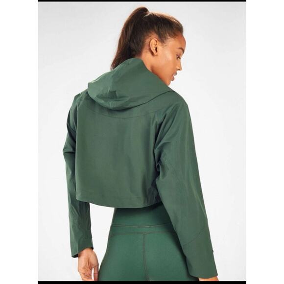 Fabletics Erica Cropped Hooded WindBreaker Jacket XL Green Full Zip Pockets - Picture 4 of 9